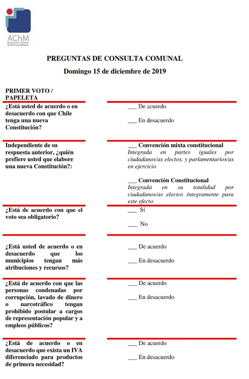 Consulta Ciudadana del 15 de diciembre: los grandes temas excluidos por la Asociación de Chilena Municipalidades