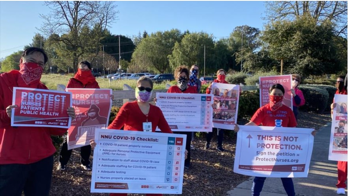 (Fotos) Enfermeros en Estados Unidos protestan por falta de equipos de protección para atender COVID-19