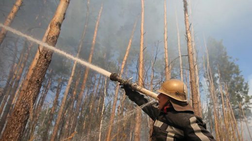 Controlado incendio forestal en Chernóbil