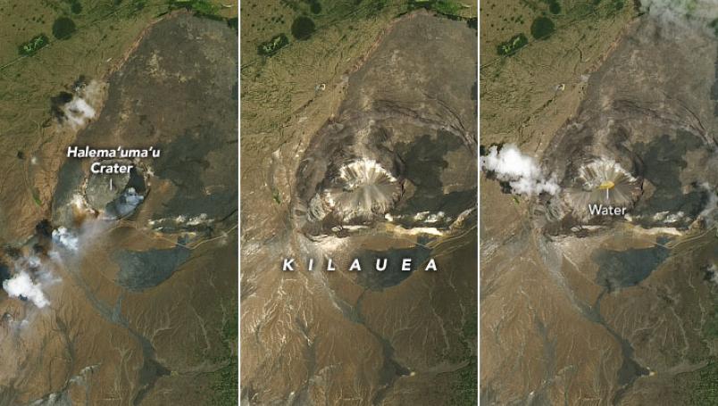 NASA revela aparición de un lago en la cima del volcán Kilauea
