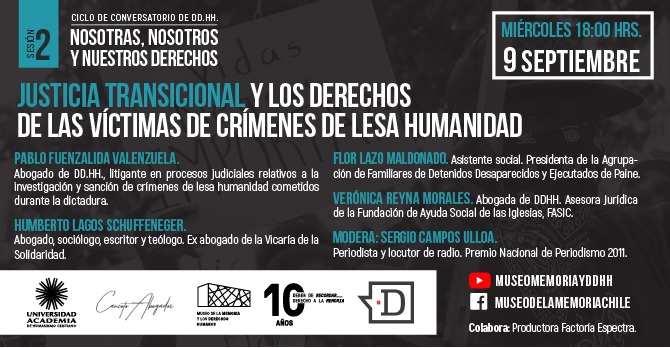 Ciclo de Conversatorios de DD.HH. abordará la Justicia Transicional y los derechos de las víctimas de crímenes de lesa humanidad