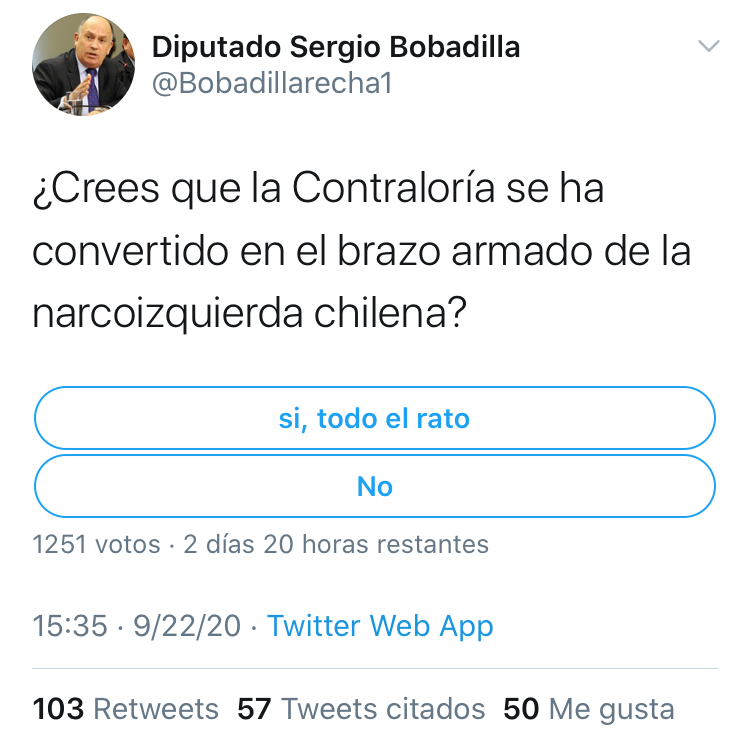 Denuncian a diputado UDI ante la comisión de ética por delirante tweet contra la Contraloría