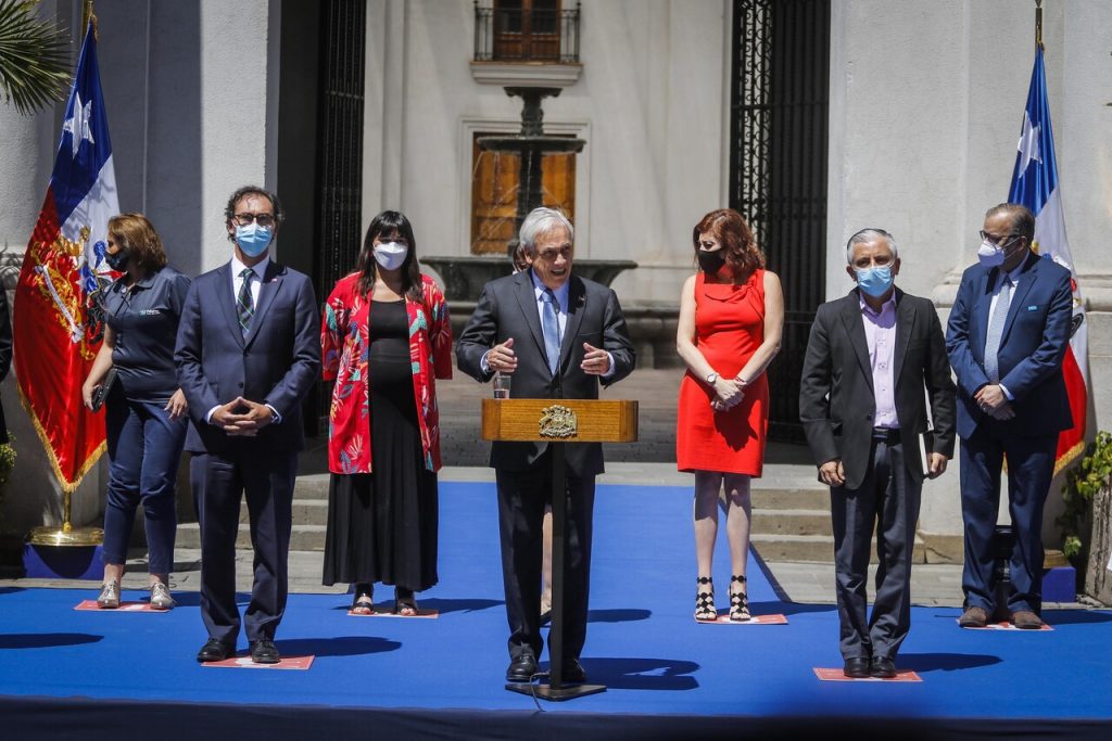 Sebastián Piñera desde La Moneda luego de reunión sobre retorno a clases (Agencia Uno)