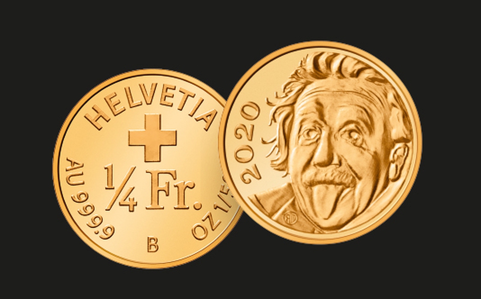 Suiza acuñó moneda de oro inspirada en Albert Einstein