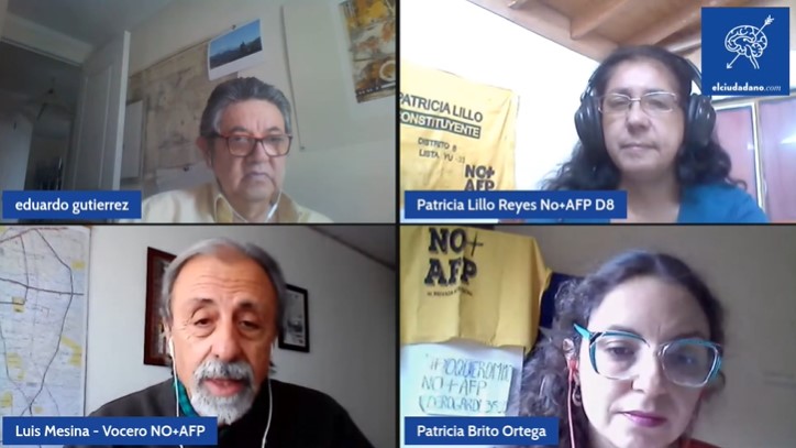 Luis Mesina, Patricia Brito, Eduardo Gutiérrez y Patricia Lillo: «constituyentes» de No + AFP que buscan acabar con actual sistema de pensiones