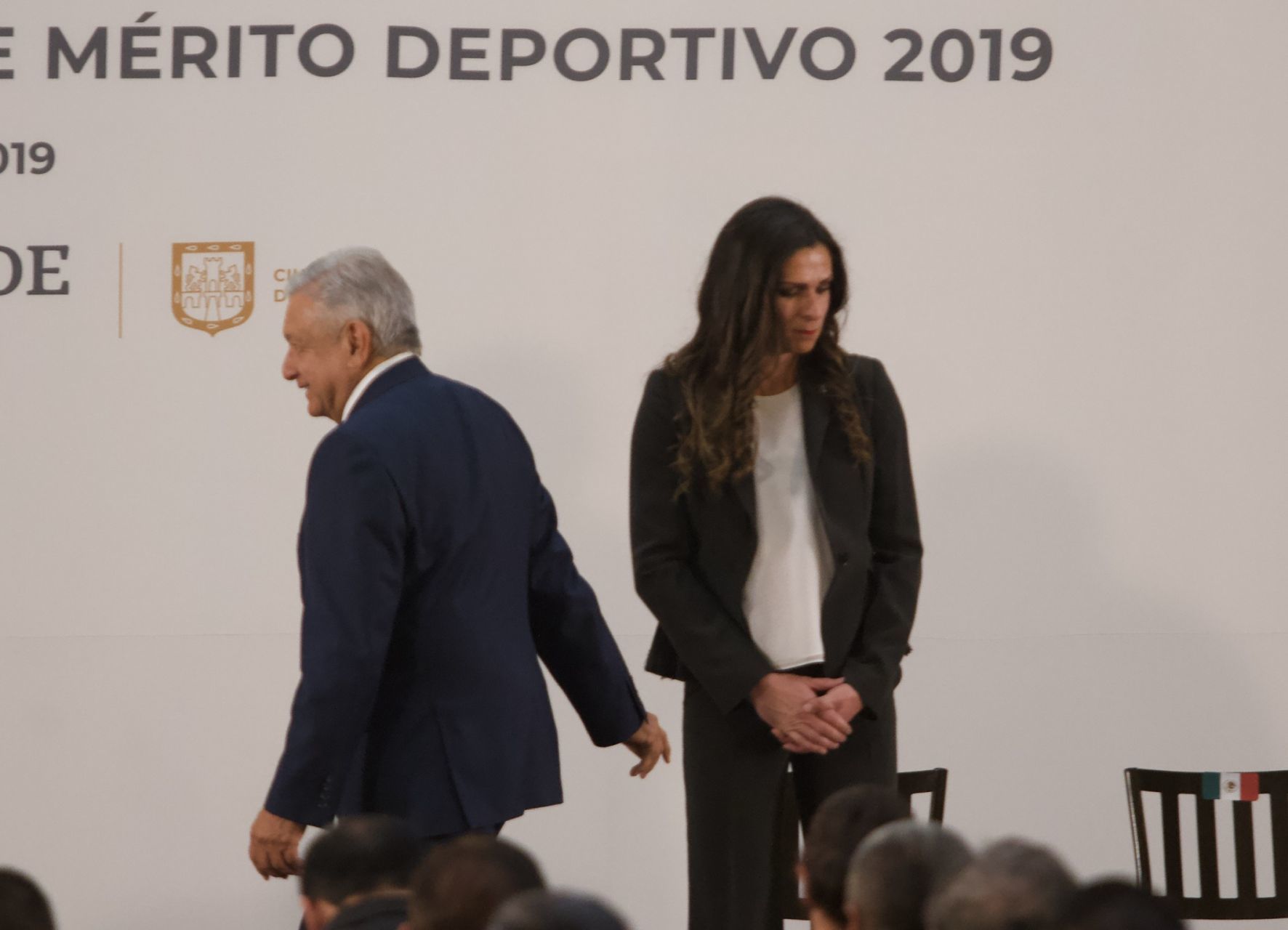 El presidente Andrés Manuel López Obrador y la titular de la Conade, Ana Gabriela Guevara