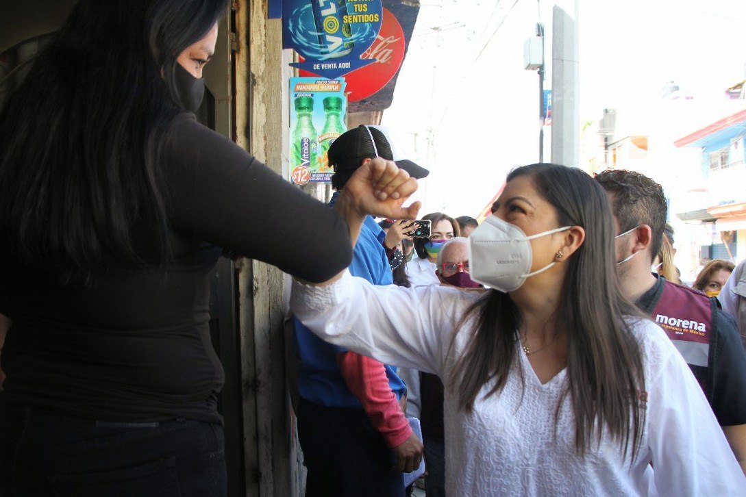 La presidenta municipal Claudia Rivera inició su campaña con retraso debido al registro del Instituto Electoral del Estado de Puebla