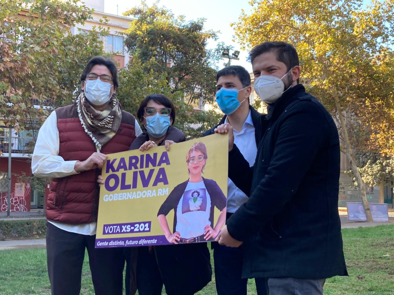 Jadue, Boric y Díaz entregan su apoyo a Karina Oliva para el Gobierno de la Región Metropolitana