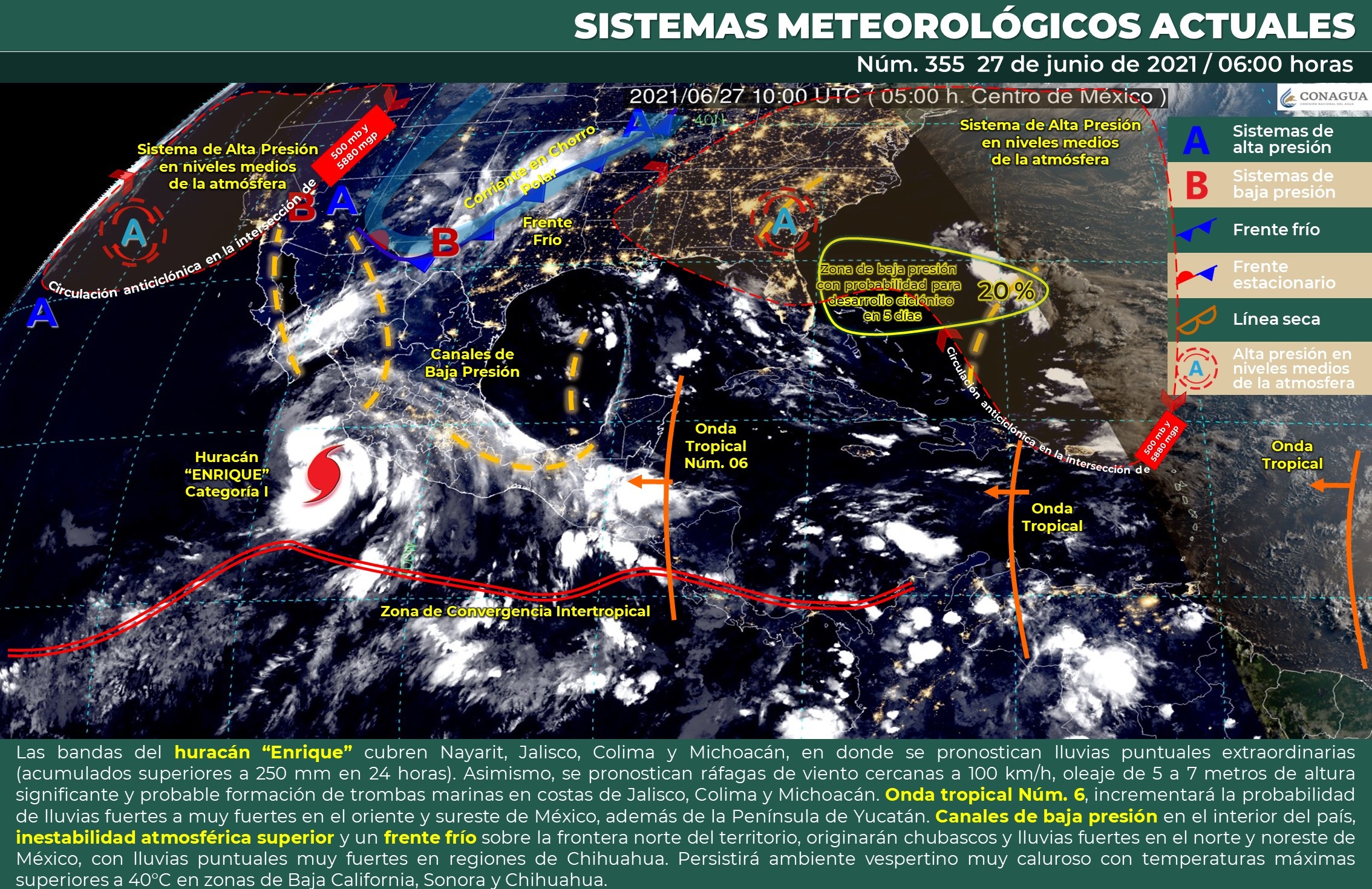 Huracán ‘Enrique’ deja lluvias en gran parte de México