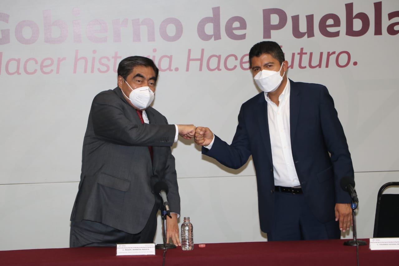 Eduardo Rivera, virtual ganador de la presidencia municipal de Puebla, visita al gobernador Barbosa
