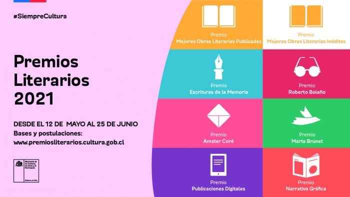 Ministerio de las Culturas abre convocatoria de los Premios Literarios 2021 con novedades en Escrituras de la Memoria y Roberto Bolaño