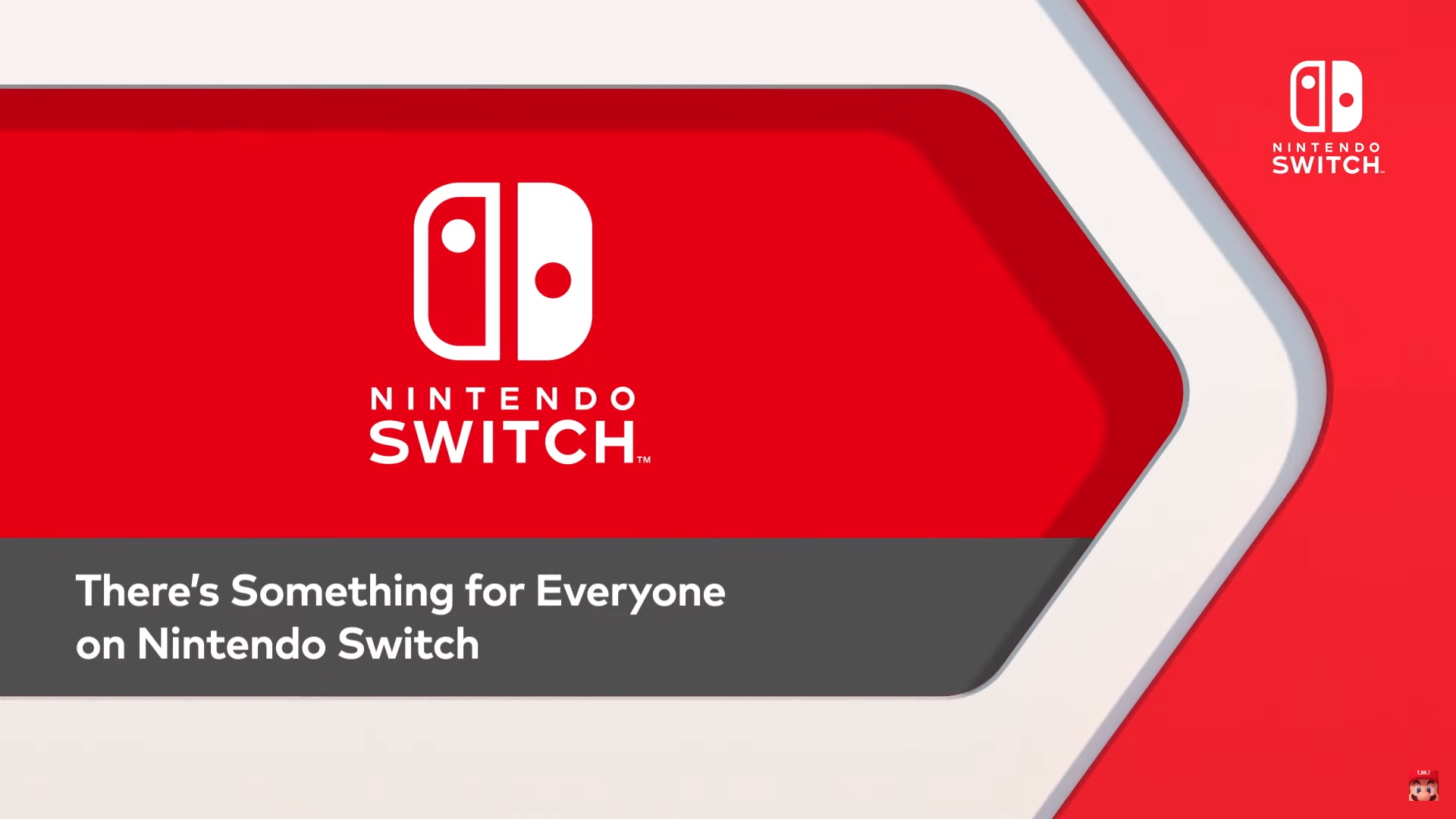 Se ve un diseño donde se muestra el logo del nintendo switch y una frase que dice: "hay algo para todos en Nintendo Switch"