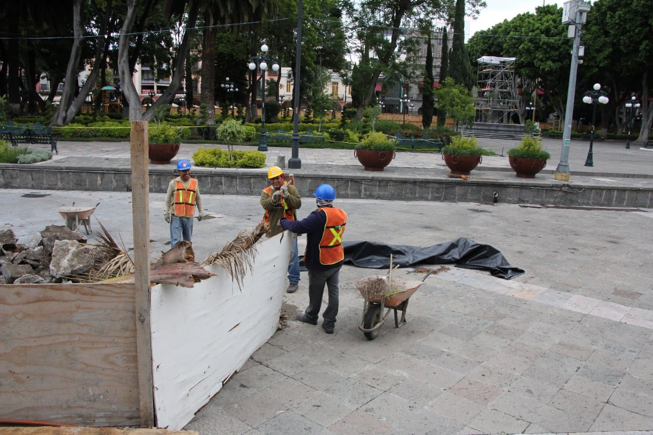 Obras en el zócalo de Puebla capital