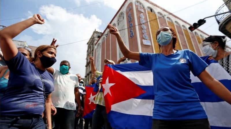 Cuba manifestación apoyo Revolución