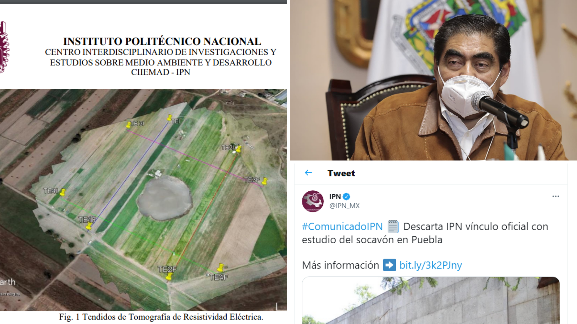 El Instituto Politécnico Nacional se deslinda del estudio sobre el origen del socavón en Puebla