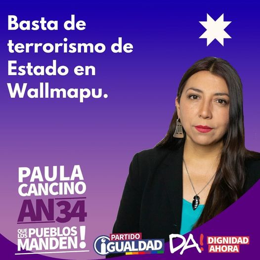 Candidata a senadora Paula Cancino repudia masacre en Cañete: «No debemos permitir la intervención constante en territorio ancestral por un Estado represor»