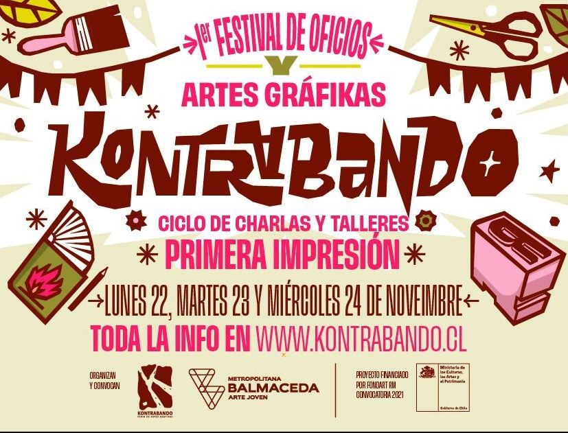 Se inicia el 1er Festival de Oficios y Artes Gráficas Kontrabando con un ciclo de actividades en Balmaceda Arte Joven