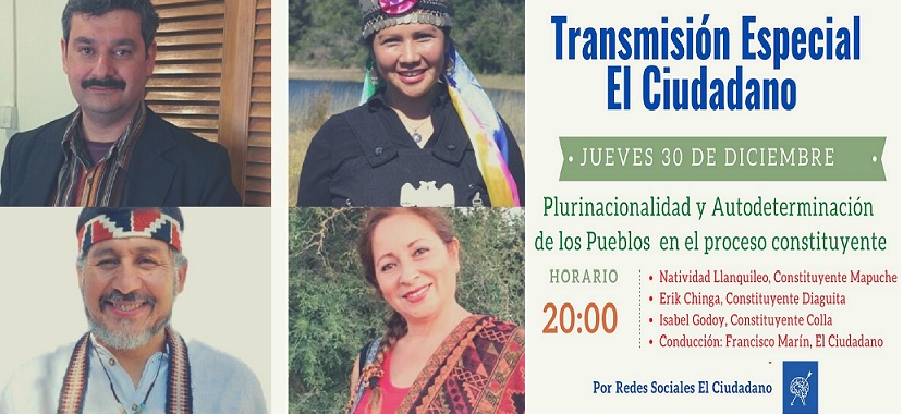 Transmisión Especial El Ciudadano hoy jueves, 20 horas: “Plurinacionalidad y autodeterminación de los Pueblos en proceso constituyente”