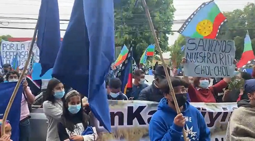Masiva manifestación mapuche en Temuco contra empresario Juan Sutil y sus proyectos de intervención río CholChol