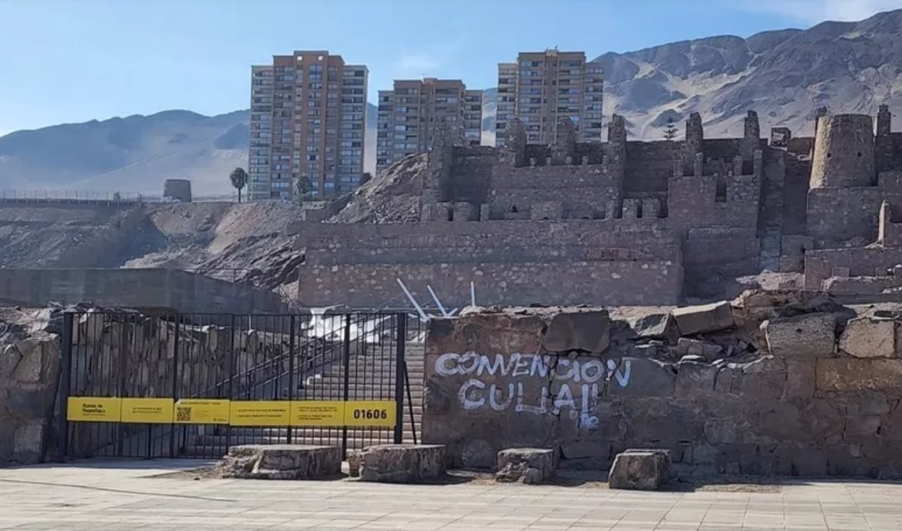 Vandalizan Ruinas de Huanchaca en Antofagasta con insulto a la Convención Constitucional 
