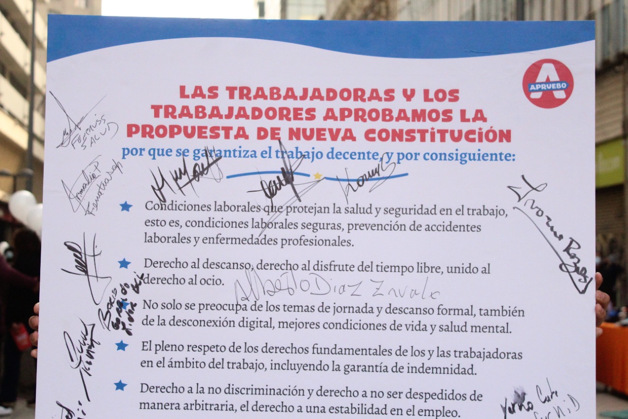 Principales sindicatos y organizaciones de trabajadoras y trabajadores del país firman declaración de apoyo a la propuesta de Nueva Constitución