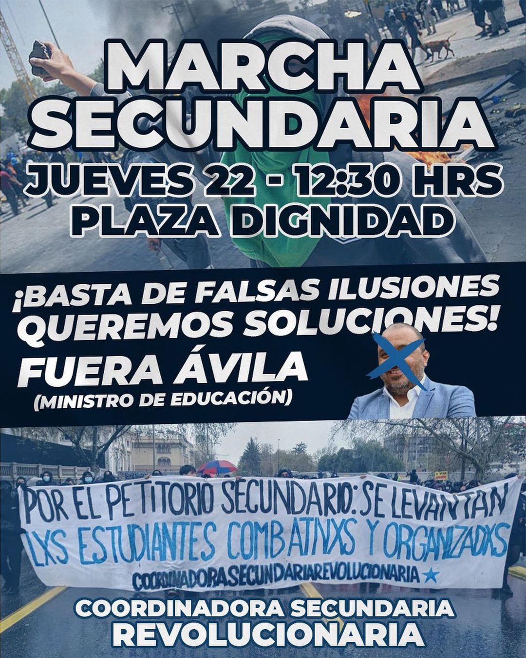 ¡Fuera Ávila!: Organización estudiantil convoca manifestación para el jueves y piden renuncia del Ministro de Educación