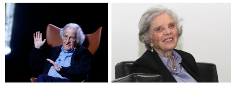 Noam Chomsky y Elena Poniatowska en México