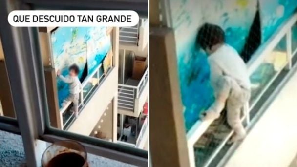 [VIDEO] Consternación por menor de edad colgando del balcón de un piso 21 en Estación Central