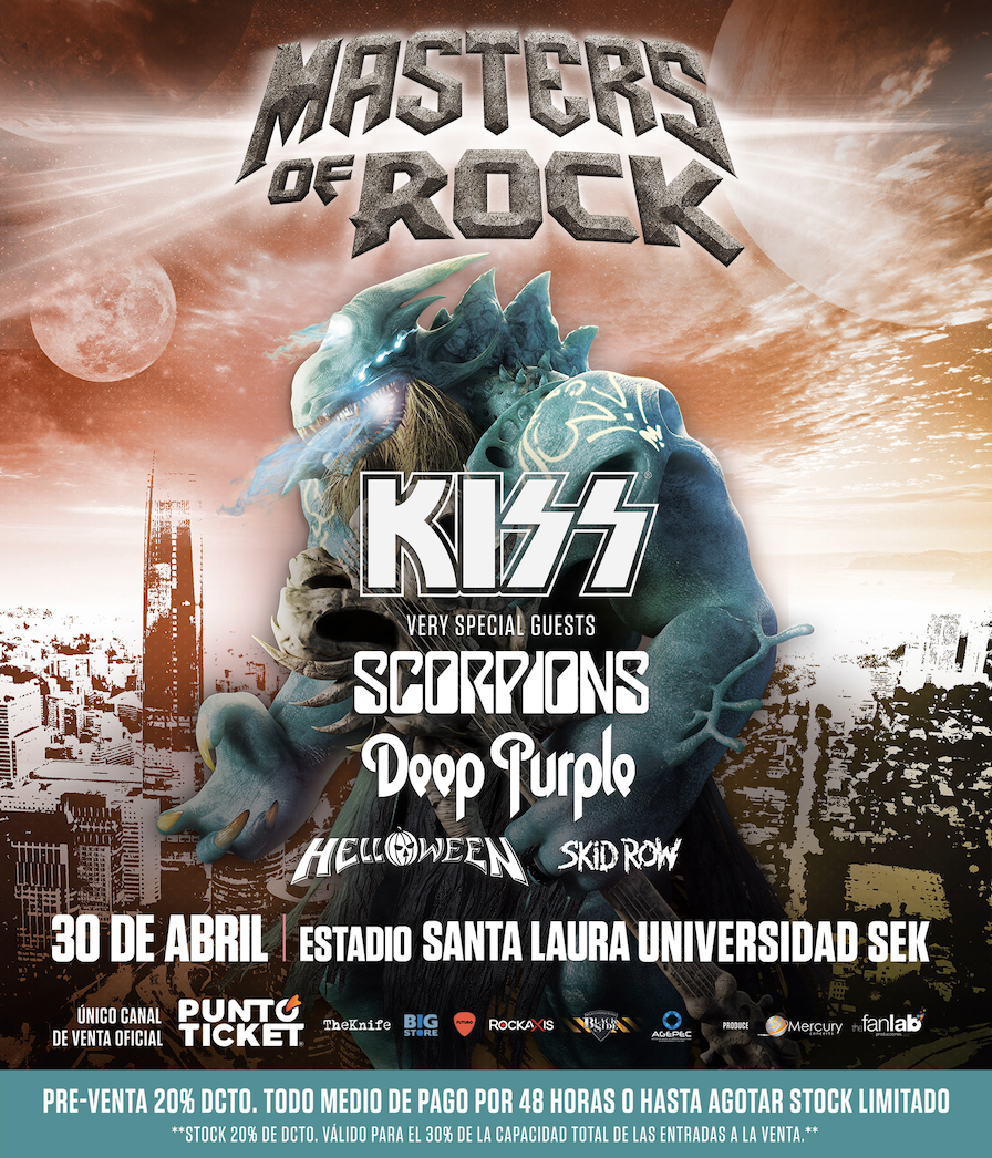 <strong>Masters of Rock reunirá en Chile a Kiss, Scorpions, Deep Purple, Helloween y Skid Row</strong>