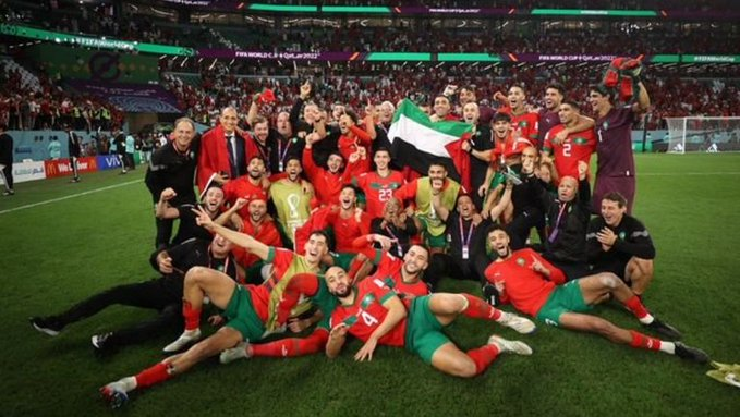 Marruecos celebró su histórico triunfo ante Portugal con bandera palestina (VIDEO)