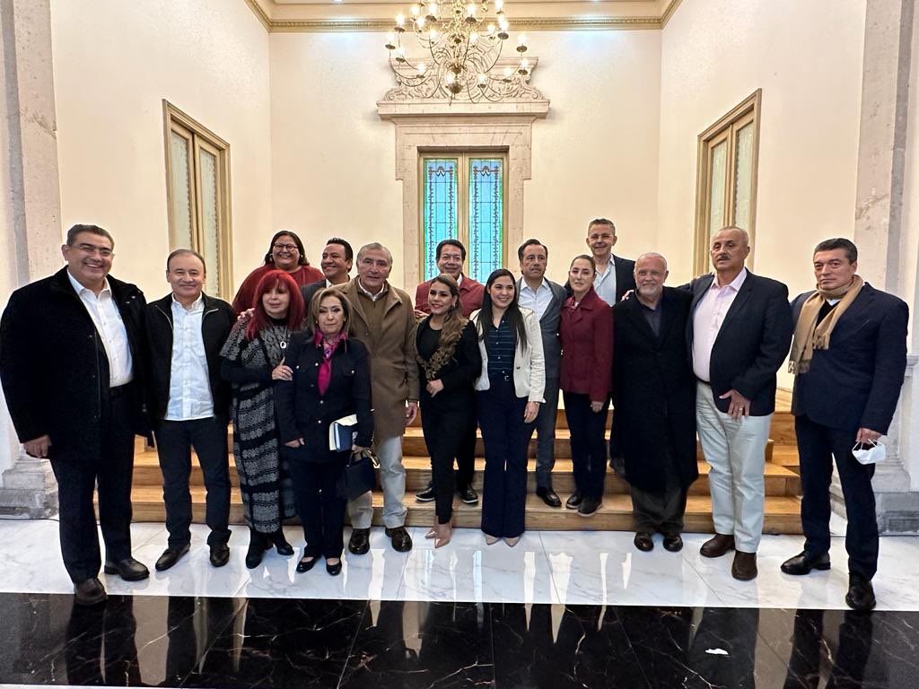 Céspedes y gobernadores de Morena se reúnen con Delgado, Sheinbaum y Adán Augusto