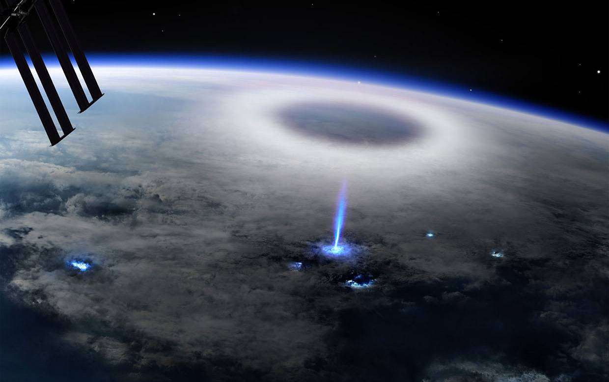Extraño rayo azul que sale de la Tierra es captado por la Estación Espacial Internacional