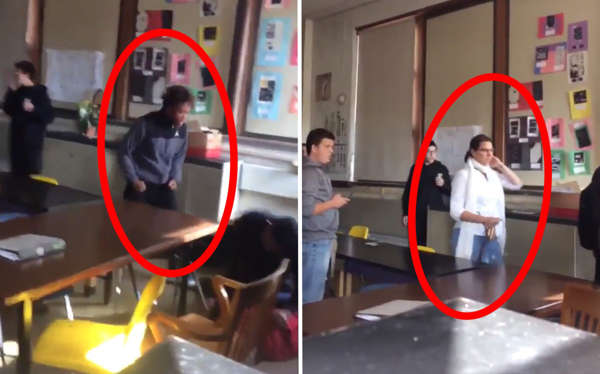 Joven defiende a su maestra luego de ser golpeada por otro adolescente  (VIDEO) Actualidad