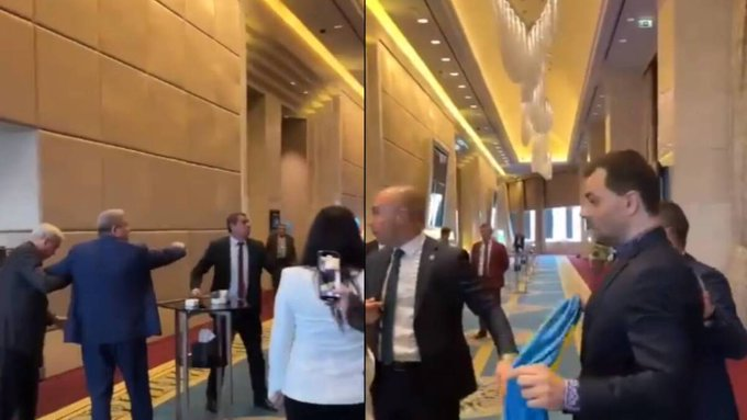 (Video) Diputados rusos y ucranianos protagonizan descomunal pelea durante cumbre en Turquía: Empujones, golpes e insultos