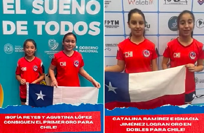 Niñas logran doble oro para Chile en Sudamericano de tenis de mesa