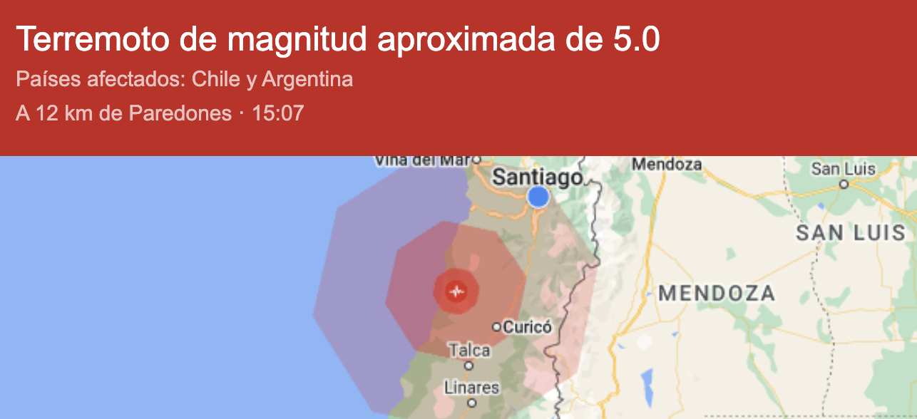 Temblor en Chile 5.0 se mueve la Tierra