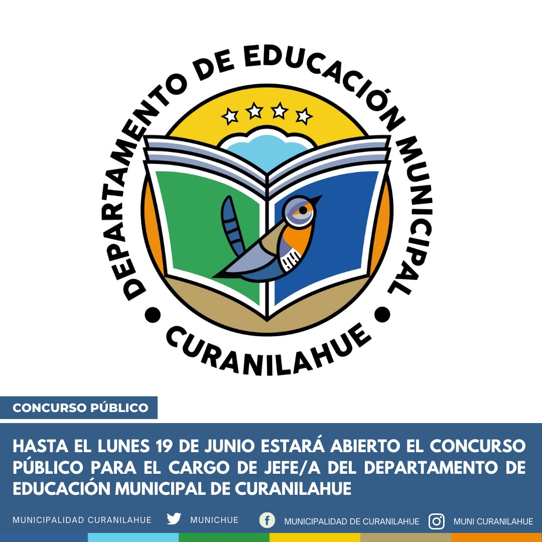 Municipio de Curanilahue abre concurso público para el cargo de Jefe del Departamento de Educación