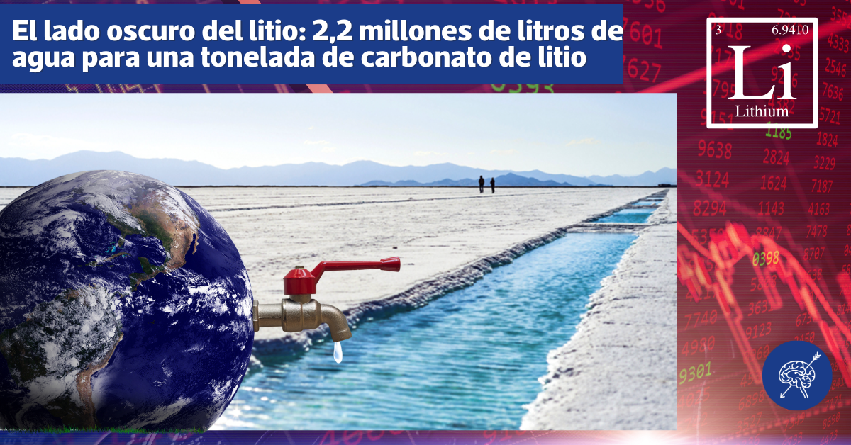 El lado oscuro del litio: 2,2 millones de litros de agua para una tonelada de carbonato de litio