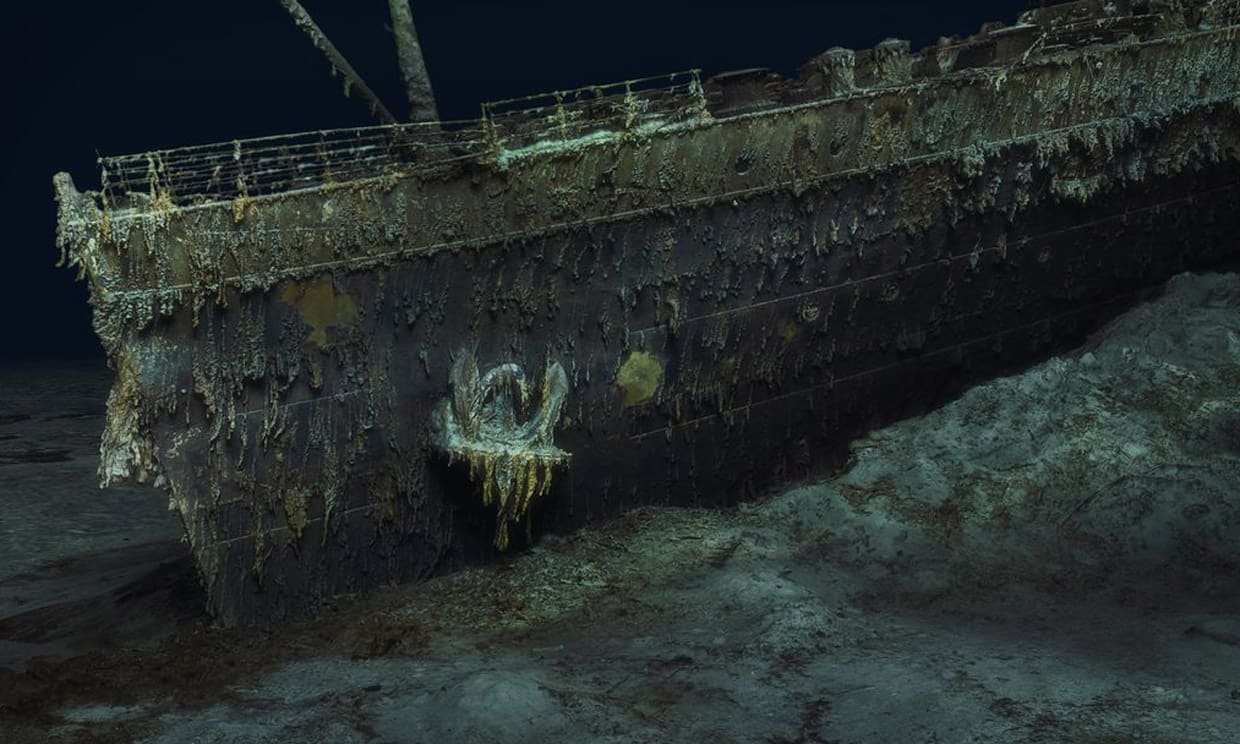 Hallan restos del marco de aterrizaje y cubierta trasera del submarino perdido cerca del Titanic