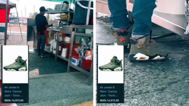 Taquero impresiona a clientes con sus tenis de 15 mil pesos (VIDEO)