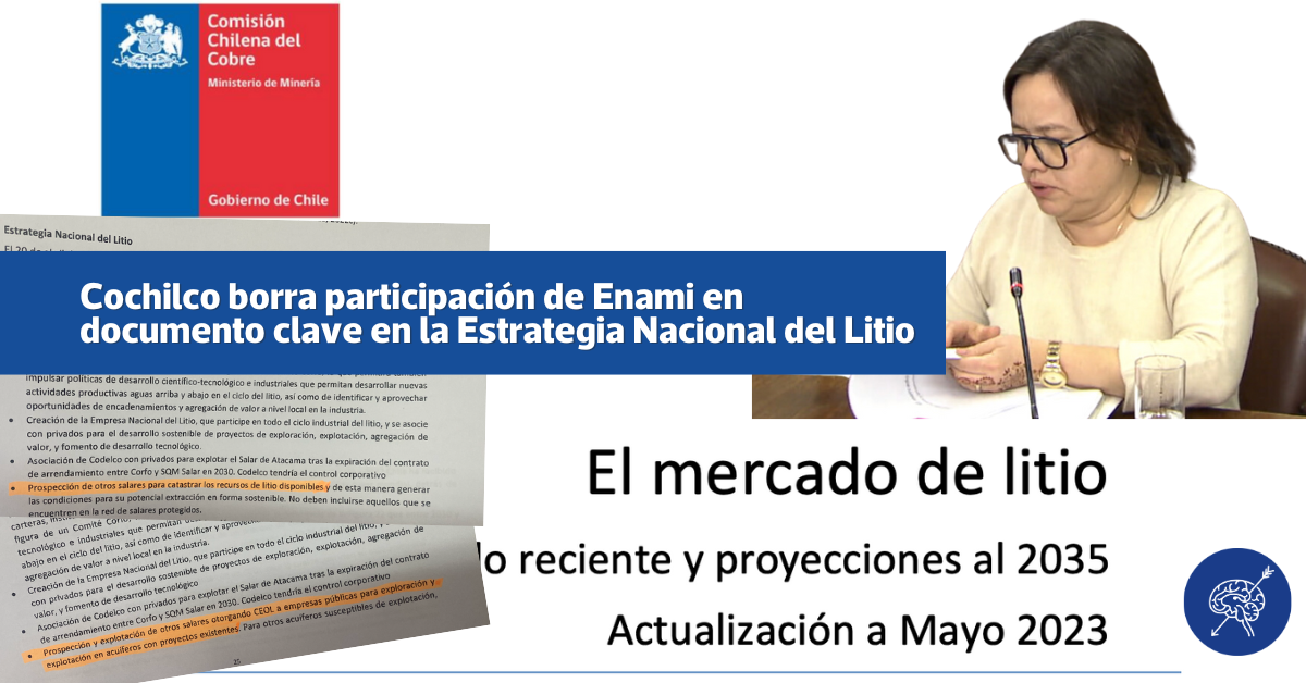Cochilco borra participación de Enami en documento clave en la Estrategia Nacional del Litio