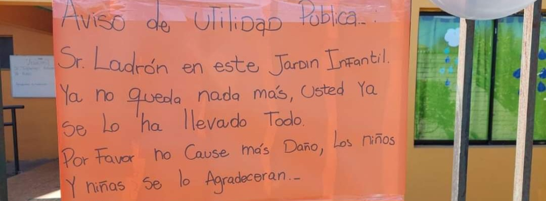 «Sr. ladrón, en este jardín infantil ya no queda nada más»: Jardín infantil de San Antonio deja mensaje para evitar robos