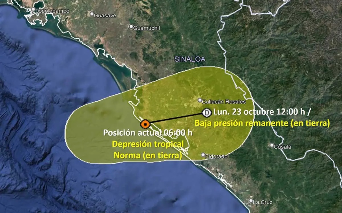 «Norma» toca tierra como depresión tropical en Sinaloa