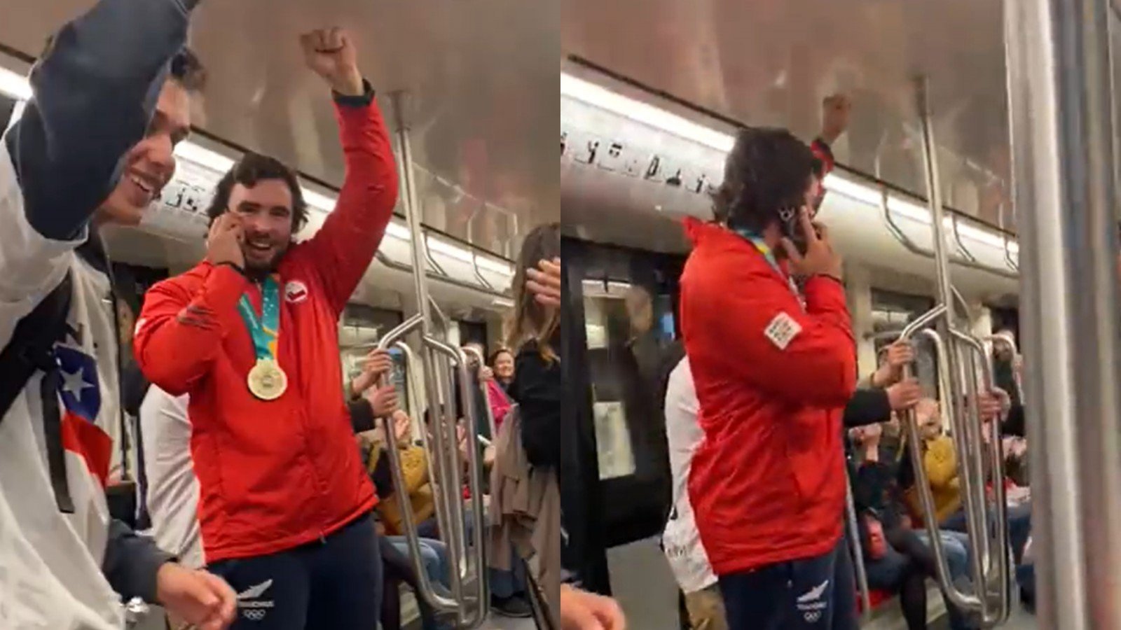 Lucas Nervi recibió calurosa ovación en el Metro de Santiago tras ganar la medalla de oro en los Panamericanos