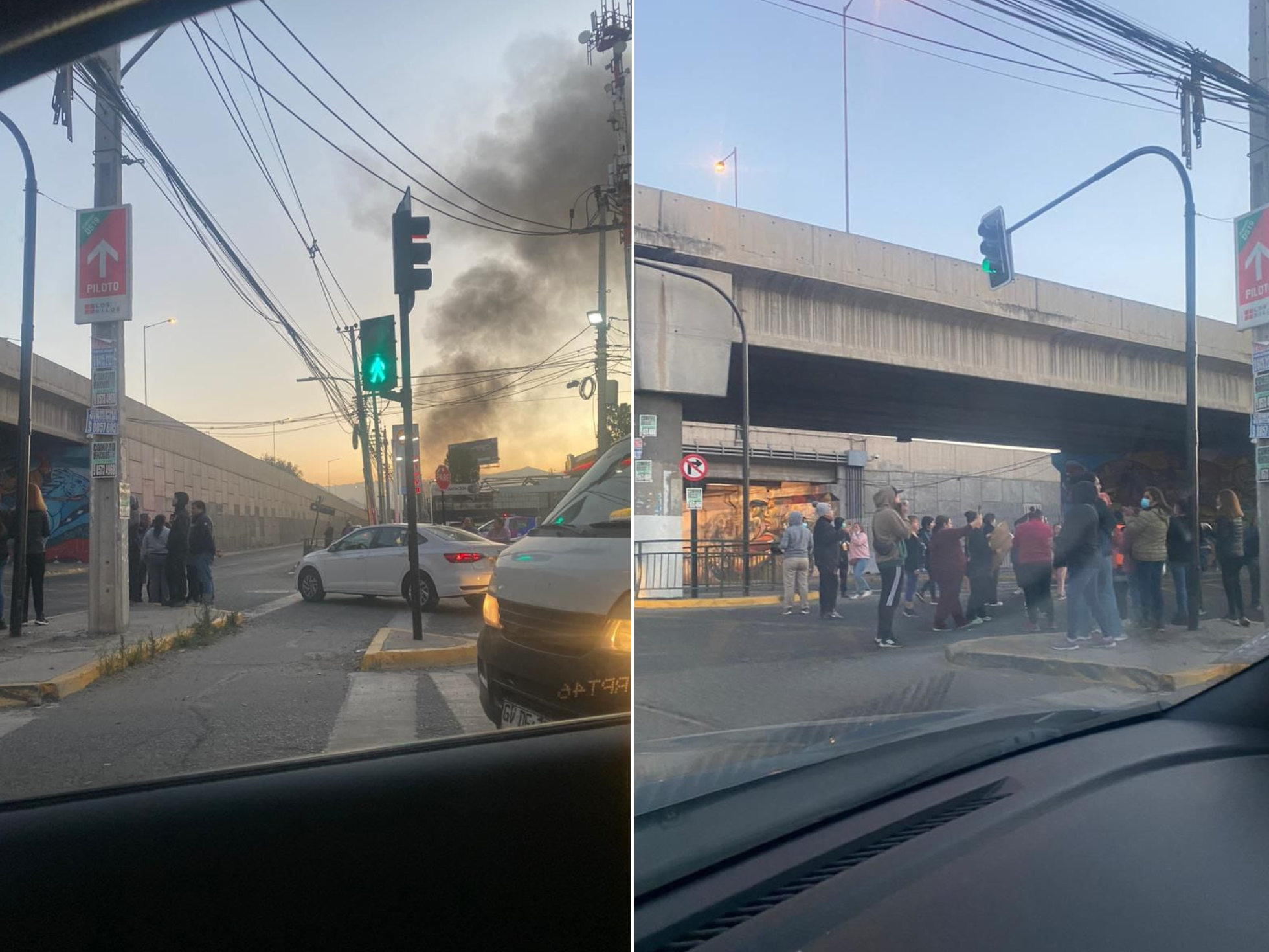 Vecinos de Quilicura protestan con barricadas en la autopista: Denuncian hongos, filtraciones, humedad y socavones en viviendas sociales