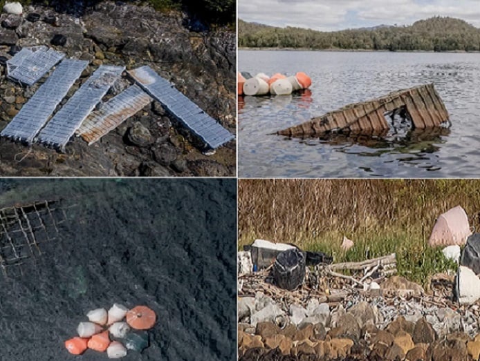 Foto denuncia: Impresionantes imágenes de fiordos y canales de Aysén convertidos en basureros salmoneros