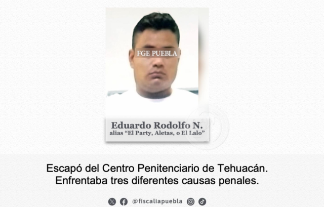 Reo se fuga de penal de Tehuacán; hay tres custodios vinculados
