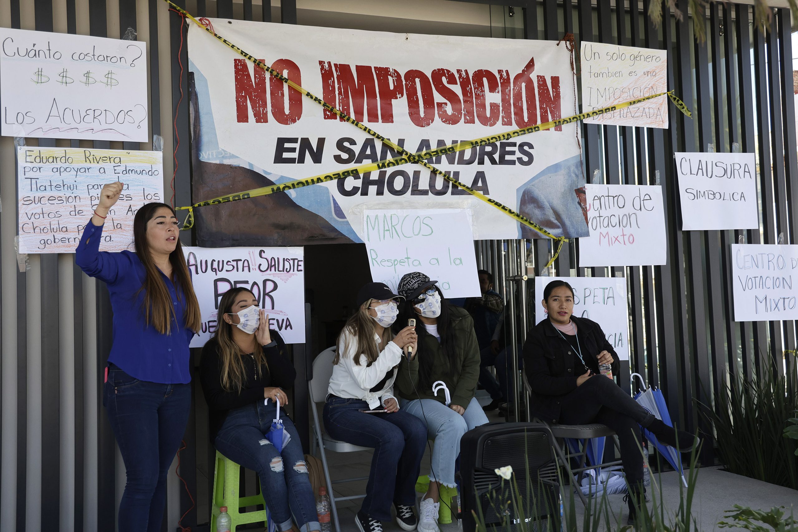 Panistas inconformes se manifiestan por candidatura de San Andrés Cholula