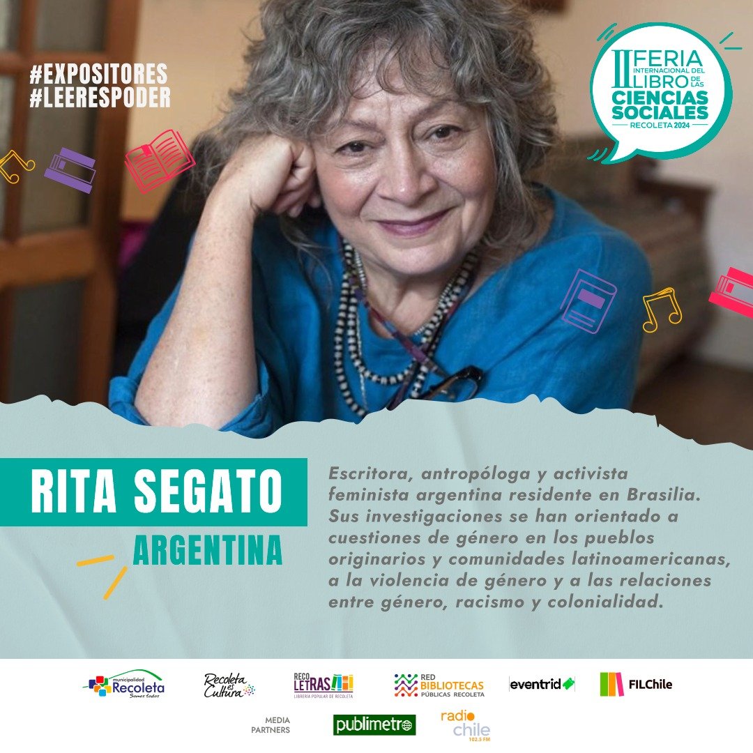Rita Segato confirma presencia y estará por partida de doble en Feria Internacional del Libro de Recoleta 2024