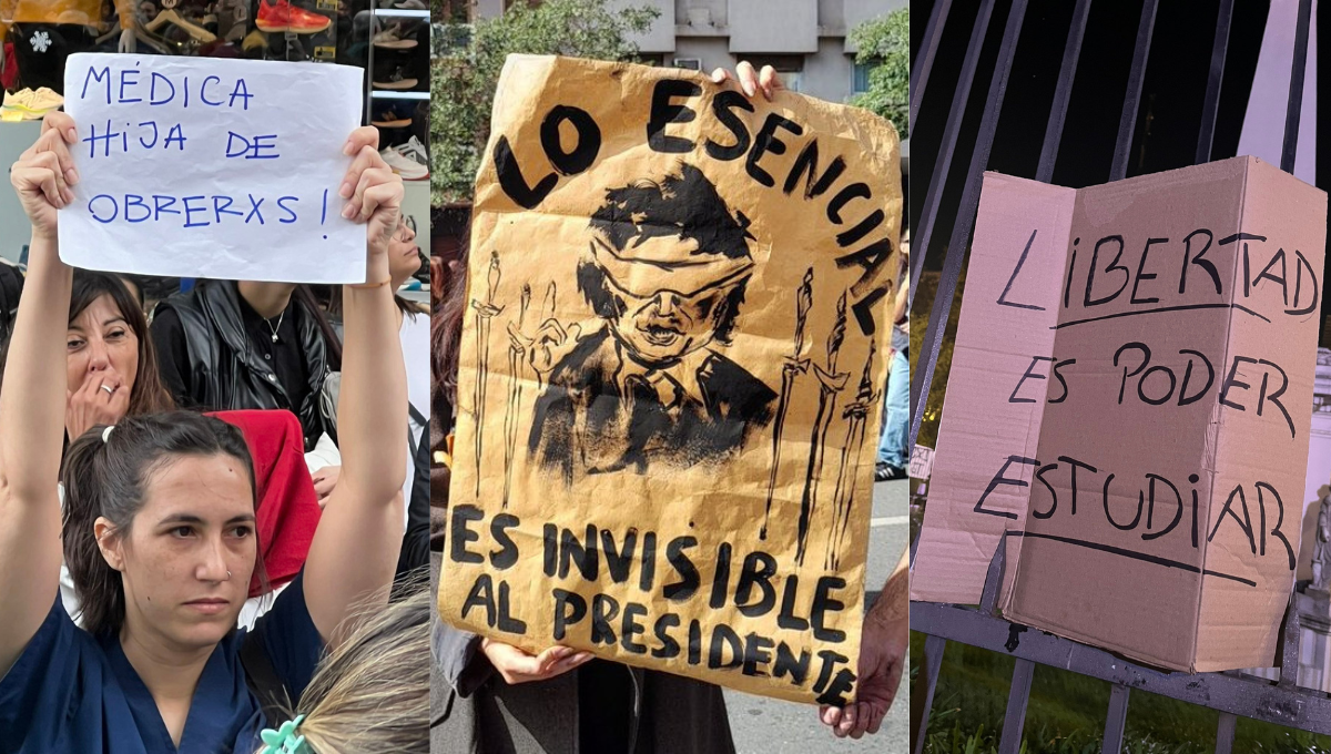 «Lo esencial es invisible al presidente»: Los mejores carteles que dejó la marcha universitaria contra el reajuste presupuestario de Milei